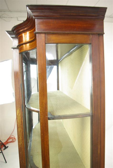 Antique white cabinet has glass door fronts and sides with 1 drawer. Antique Curio Cabinet, Display Cabinet, Walnut, Serpentine ...