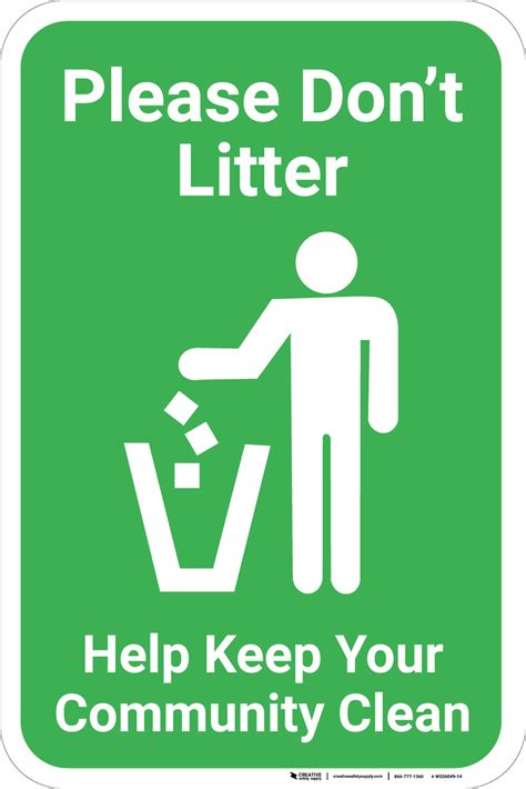 Please Dont Litter Help Keep Your Community Clean With Icon Portrait