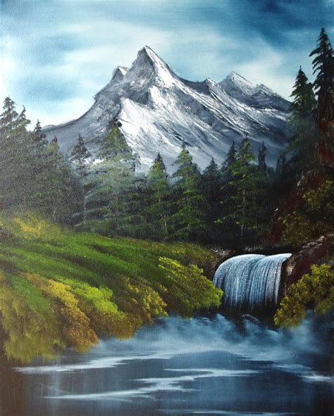 Waterfall Scenery Oil Pastel Painting Michaeljacksonopowiadania