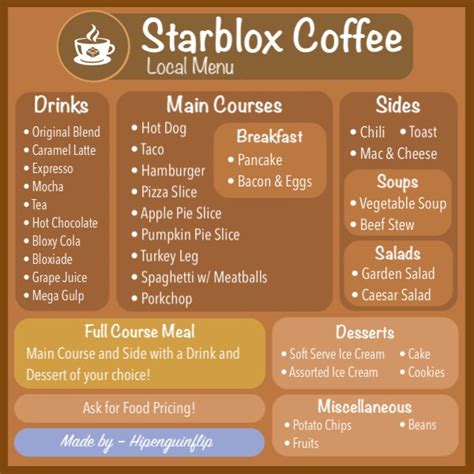 Bloxburg cafe menu id 1. Silver on Twitter: "The (again) new and improved Starblox Menu! #WelcomeToBloxburg Starblox will ...