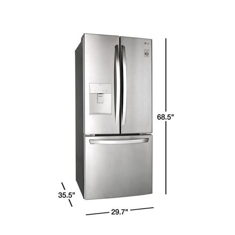 lg 30 in w 22 cu ft french door refrigerator with water dispenser in stainless steel