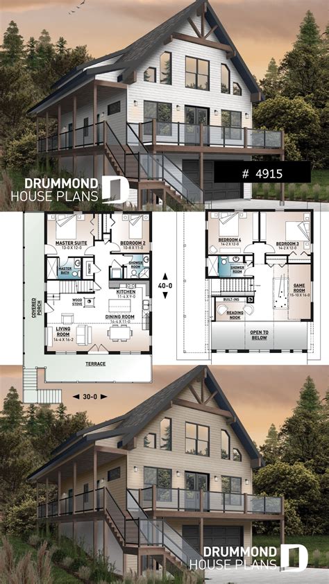 Rustic Ski Chalet Drive Under Garage In 2020 Lake Front House Plans