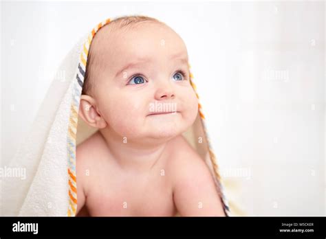 Cute Baby Boy Sitting After Bathing Stock Photo Alamy