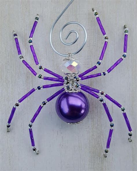 Violet Pearl And Crystal Christmas Spider Ornament Christmas Spider