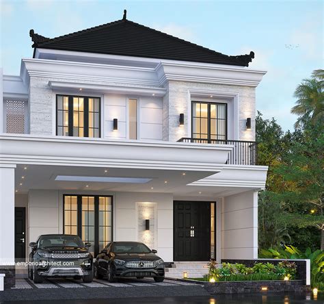 Desain Rumah Klasik Modern 2 Lantai Ibu Fifi Di Jakarta Tampak Depan