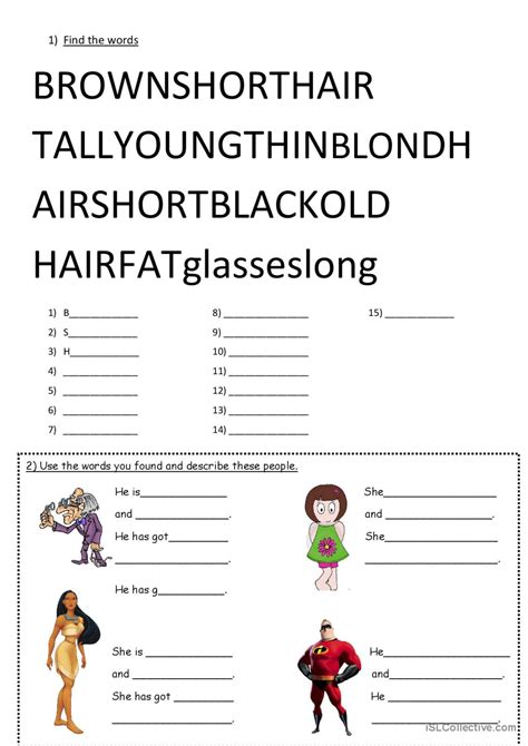 Describing Appearance And Hair English Esl Worksheets Pdf Doc