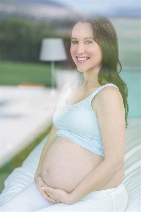 Pregnant Woman Touching Her Belly Stock Image Image Of Pregnant