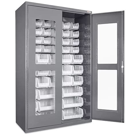 Clear View Bin Storage Cabinet 48 X 24 X 78 48 Clear Bins H 8483c