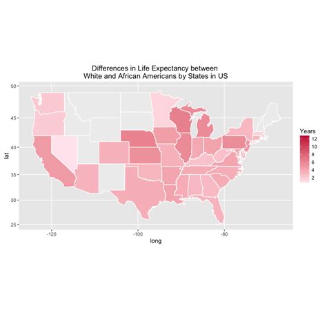 Map The Life Expectancy In United States With Data From Wikipedia With
