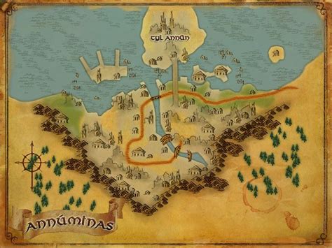 Map Of Annúminas An Area In Evendim Of Eriador Middle Earth Lord Of
