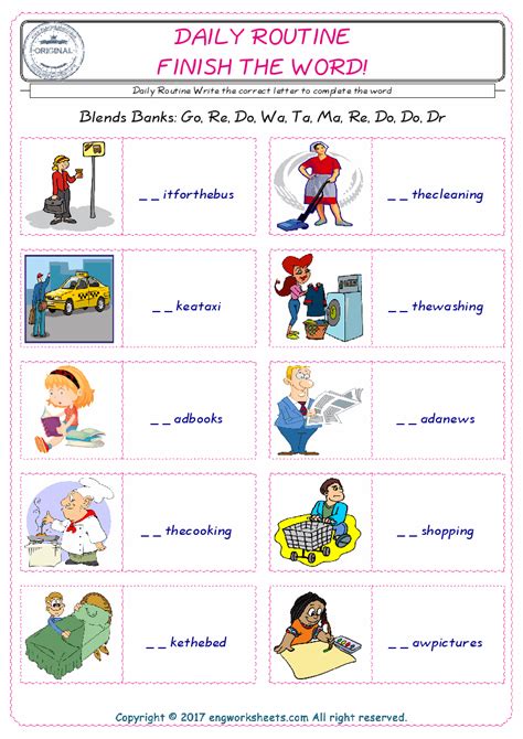Daily Routine Worksheets Games Esl My Daily Routine Worksheet English