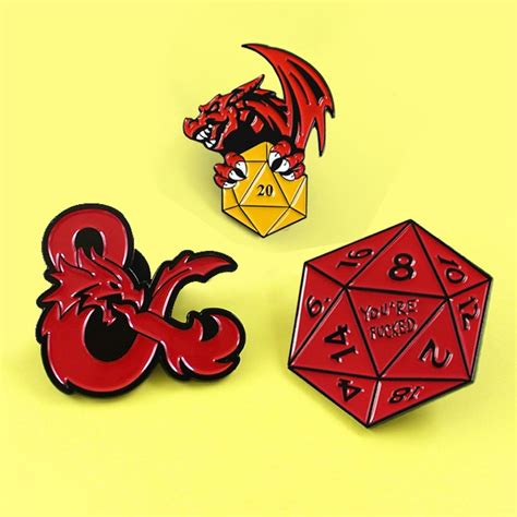 Dungeons And Dragons Brooches 20 Sided Dice Dungeons And Dragons Enamel