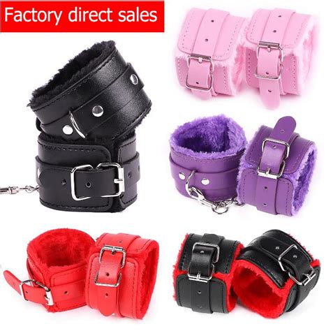 Sexy Toys For Woman Adjustable Pu Leather Plush Handcuff Ankle Cuff