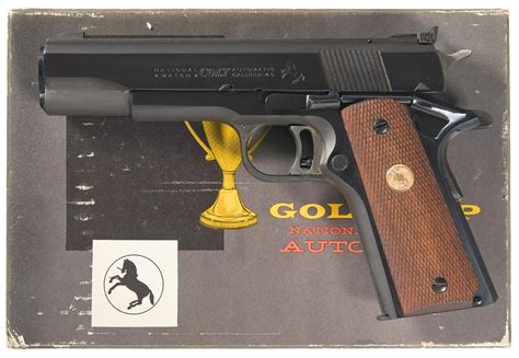 Excellent Colt Gold Cup National Match Semi Automatic Pistol With Box
