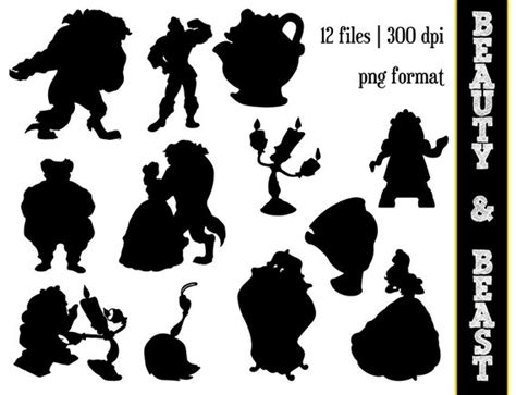 Beauty And The Beast Silhouettes Disney Princess Belle Etsy