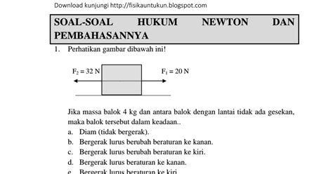 Soal Hukum Newton Kelas Smp Dan Pembahasannya Materi Sekolahku