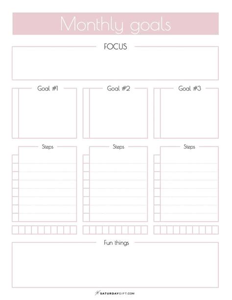 Monthly Goals Printable Goals Template Goals Planner Monthly Goals