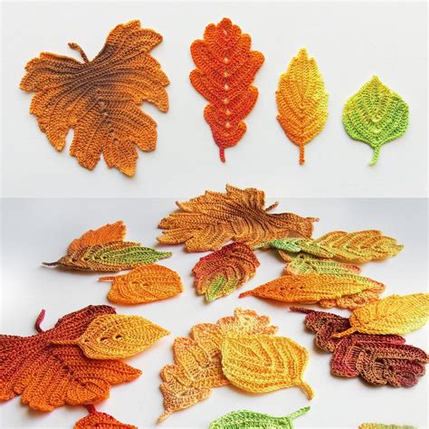 Crochet Pattern Autumn Leaves Crochet Leaf Pattern Fall Etsy