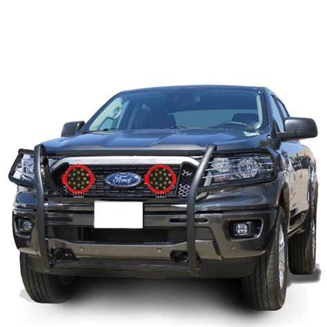 Ranger Grille Guard With 7 Inch Red Round Led Lights Black 19 23