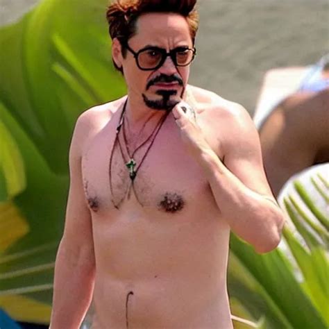 Robert Downey Jr Wearing A Pink Bikini In The Beach Stable Diffusion