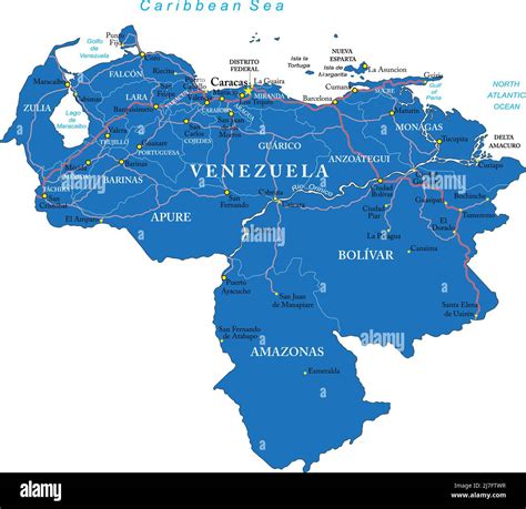Highly Detailed Vector Map Of Venezuela With Administrative Regions