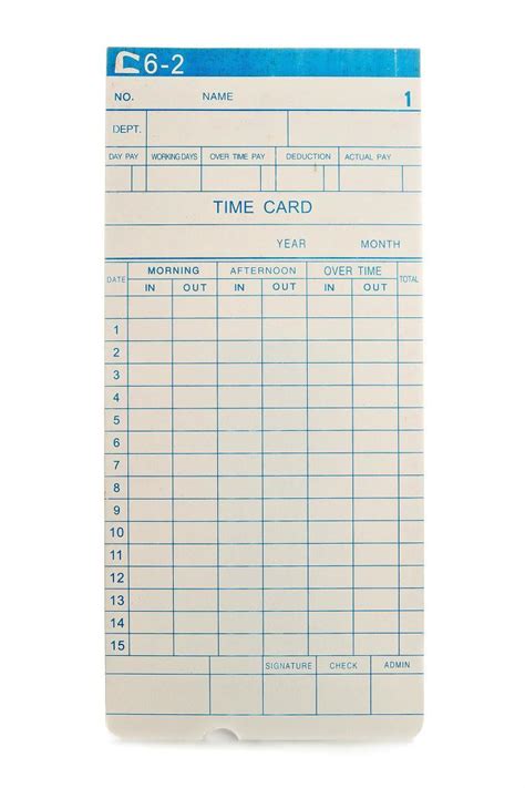 Ac002 Monthly Clock Cards To Use With Accutime Clocking In Machine