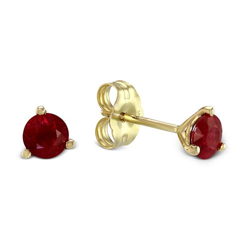 K Yellow Gold Round Ruby Stud Earrings Mm Borsheims