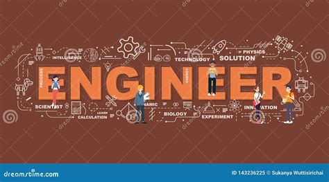 Design Concept Of Word Engineer Website Banner Stock Vector