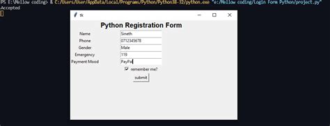 Registration Login Form Using Python