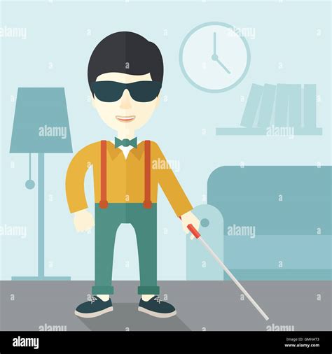 Blind Man With Stick Stock Vector Image And Art Alamy