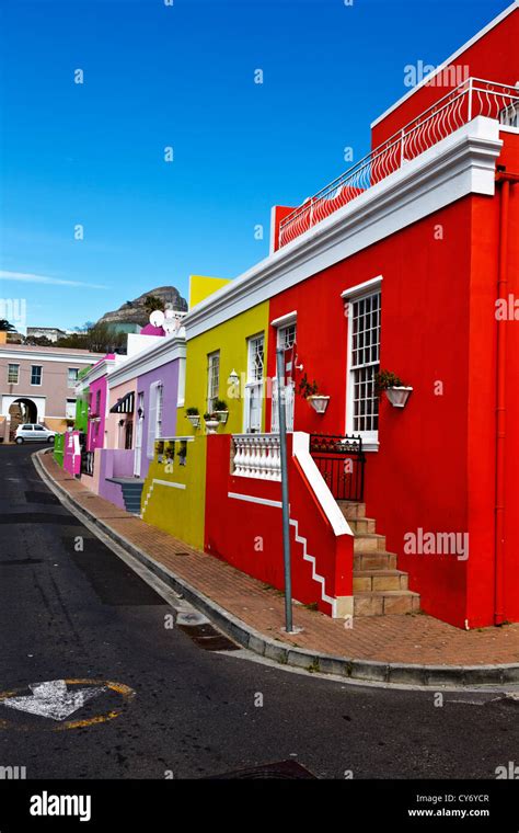Cape Town South Africa Colorful Houses In The Bo Kaap Area In Cape