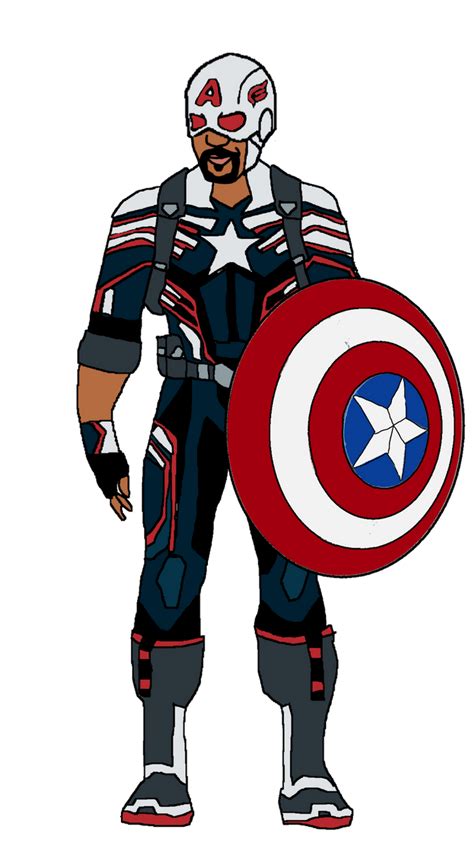 Captain America Sam Wilson With Shield By Spiderbyte64 On Deviantart