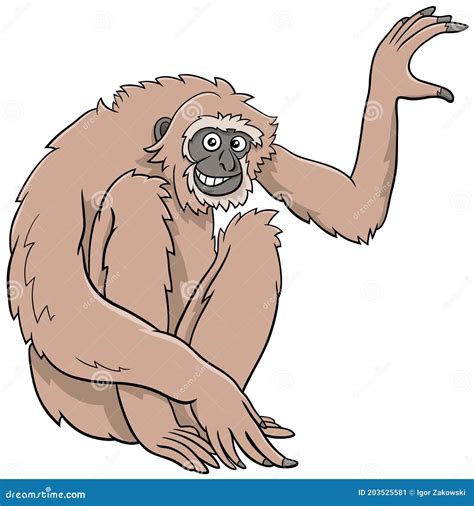 Gibbon Ape Cartoon Wild Animal Character Stock Vector Illustration Of