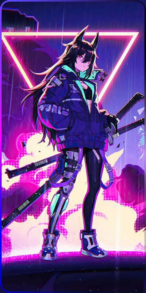 Neon Wallpaper Cyberpunk Anime Anime Warrior Girl Anime Warrior