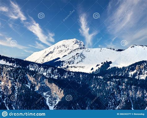 Swiss Alps Winter Landscape With Snow And Sun Mountains In Europe