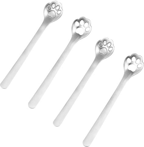 Cabilock 8 Pieces Cat Paw Spoons Stainless Steel Tea Spoon Coffee