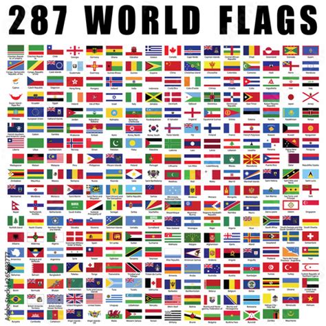 World Flag Flat Icon Collection With 287 All Nations Country Flags
