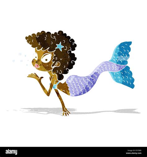 Cartoon Mermaid Blowing Kiss Stock Vector Images Alamy