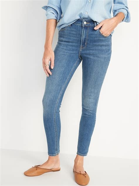 High Waisted Medium Wash Super Skinny Ankle Jeans For Women Old Navy