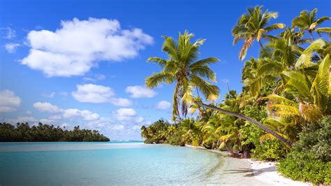 Tropical Beach On One Foot Island Tapuaetai Aitutaki Cook Islands