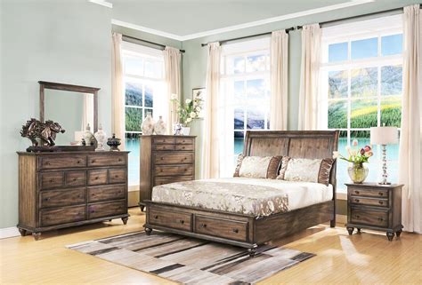 Fortuna Rustic 5 Piece Cal King Bedroom Set With Chest In