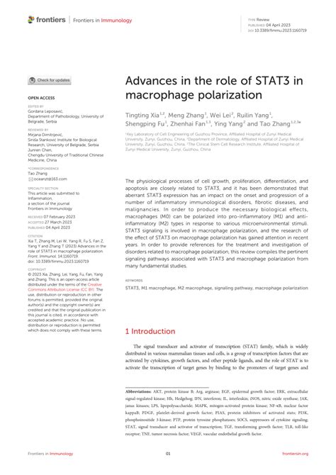 Pdf Advances In The Role Of Stat3 In Macrophage Polarization
