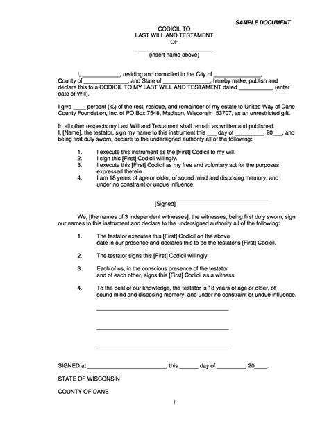 Free Nc Last Will And Testament Template
