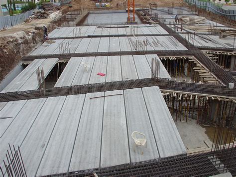 The cladding in form of hollow core slabs was made in the test phase of the new production. Hollow-core slab - Wikipedia