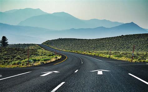 Black Concrete Road Near Green Hills Mountains Curves Those Amazing