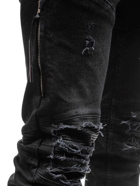 Dark Blue Skinny Ripped Jeans For Men Big Hole Distressed Repaired