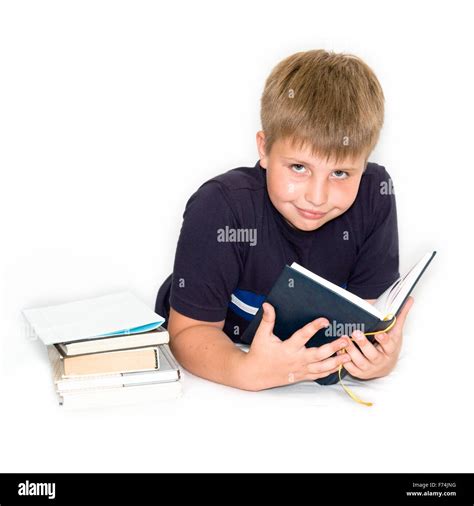 Young Boy Studying Stock Photo Alamy