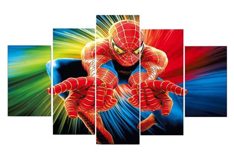Free Shipping Original Colorful Spiderman Wall Painting Picture Printed