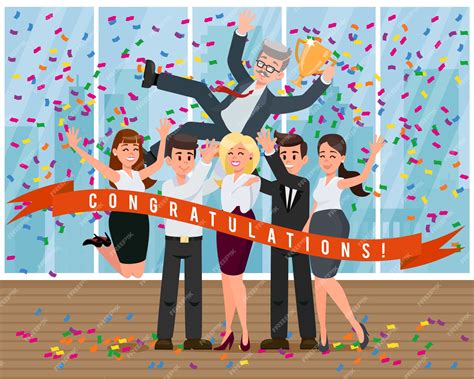 Premium Vector Cartoon Colleagues Congratulate Boss On Success