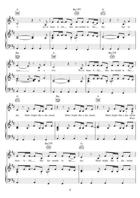 Diamonds By Rihanna Digital Sheet Music For Score Download And Print